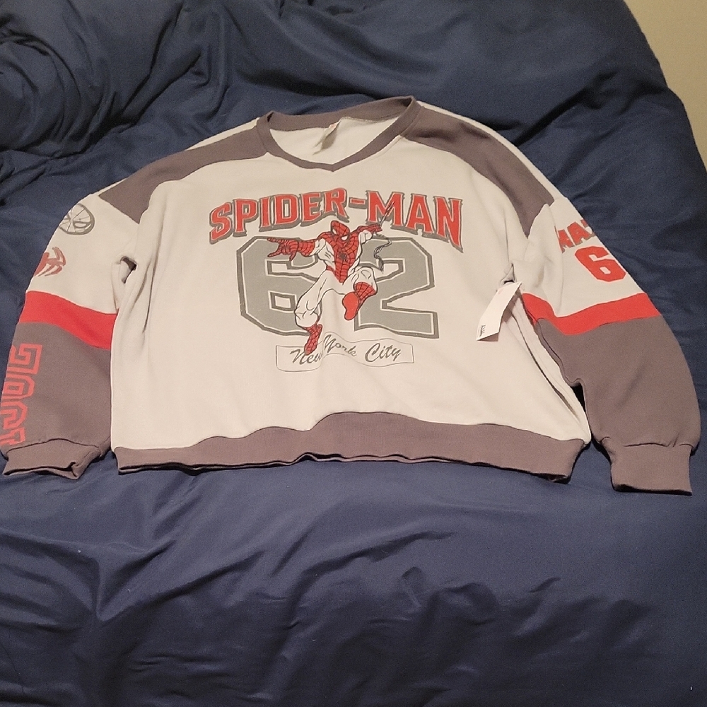 Marvel Spider-Man Gray and Red Women's Sweater